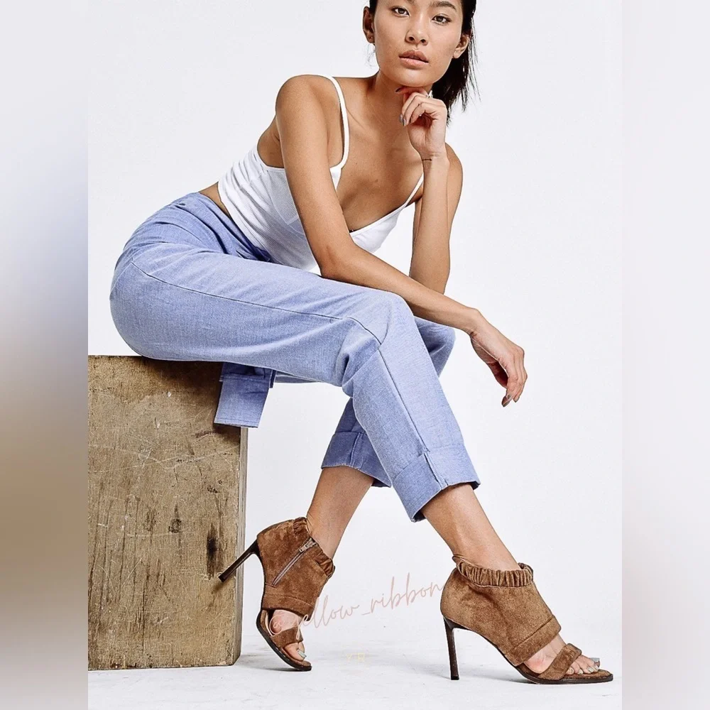 🆕 Taupe Vegan Suede Peeptoe Booties
